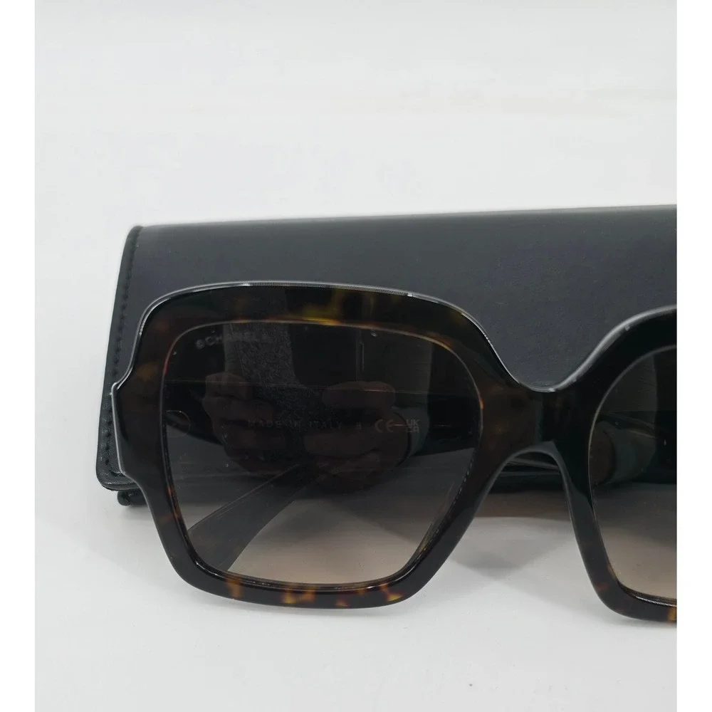 Chanel 5479 Oversized Square Sunglasses Dark Havana Brown Gold CC 56mm